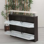 Nbl Yatay 2+2 Metal Ayakkabılık Kahve-Krem